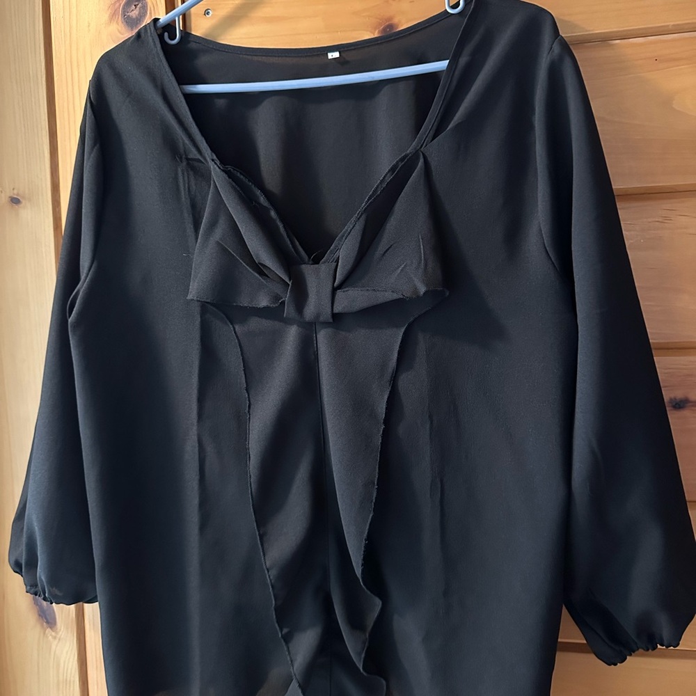 Black bow blouse